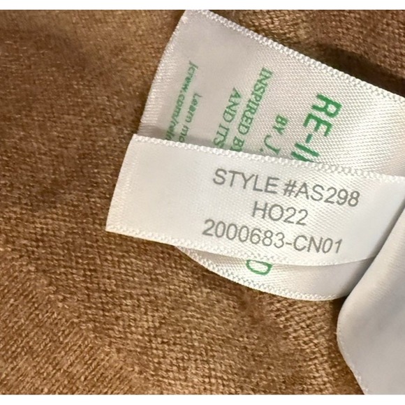 J. Crew Ruffle Neck Carmel Brown Sweater Pearl Button Size L Style AS298 - Picture 9 of 9